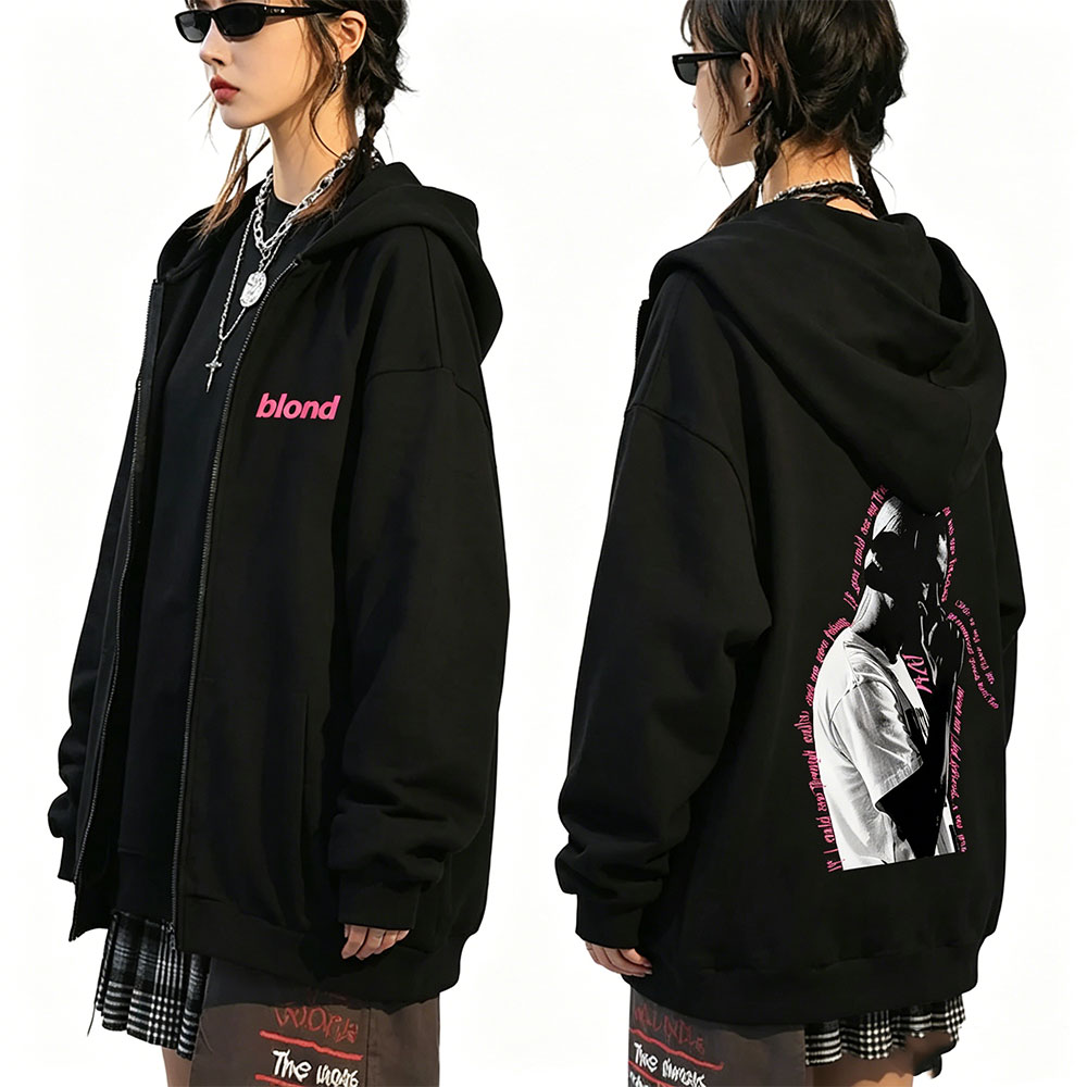 Vintage Fashion Pop Up - Sudadera con capucha oversize con cremallera