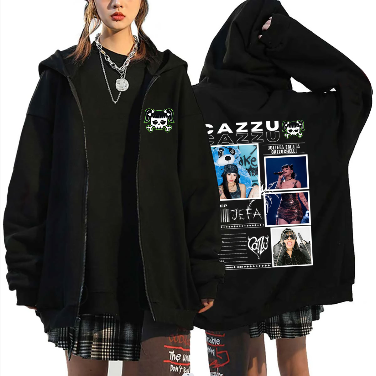 Vintage Fashion Pop Up - Sudadera con capucha con cremallera Cazzu