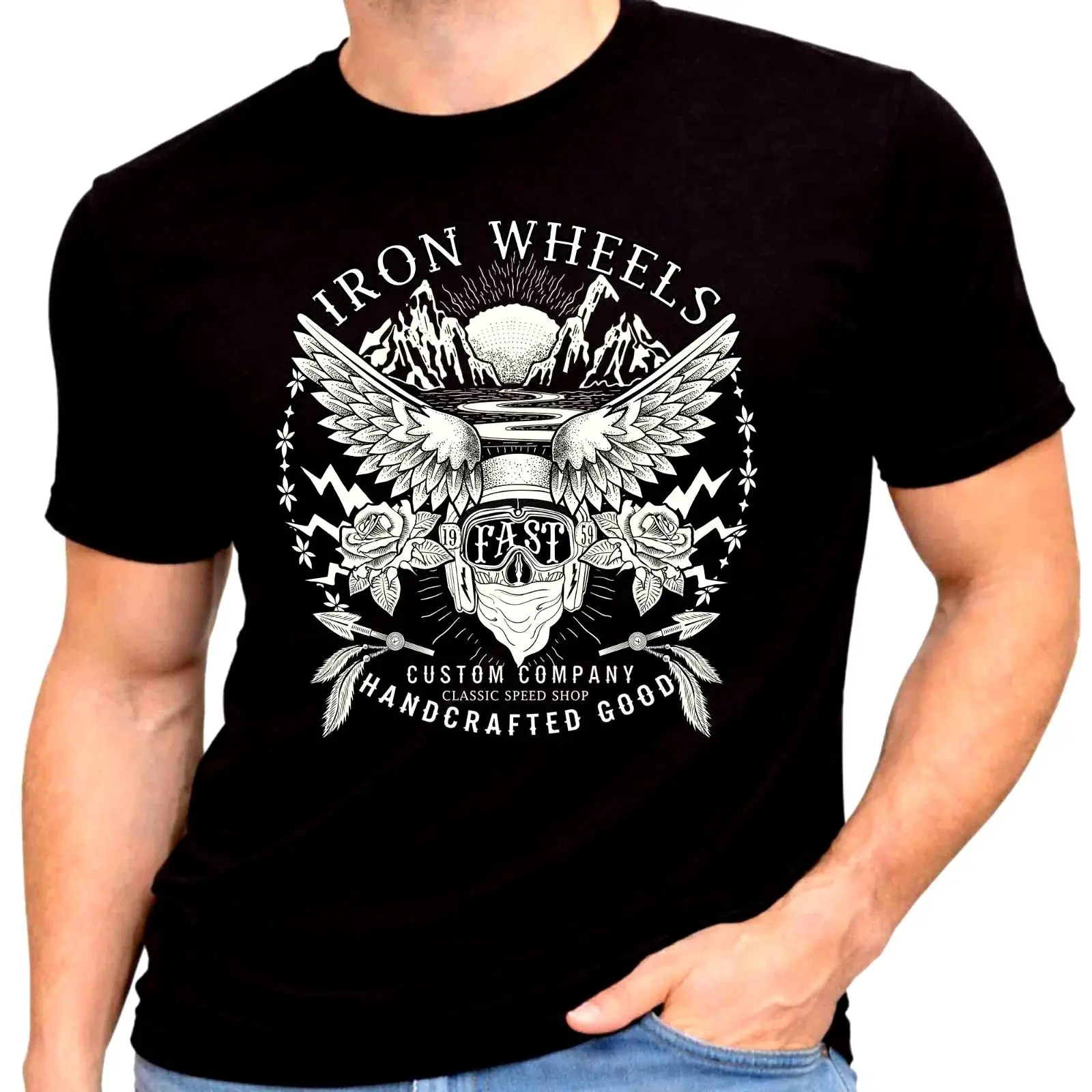 Vintage Fashion Wheel - Camiseta Vintage Iron Wheels Fast Motorcycle