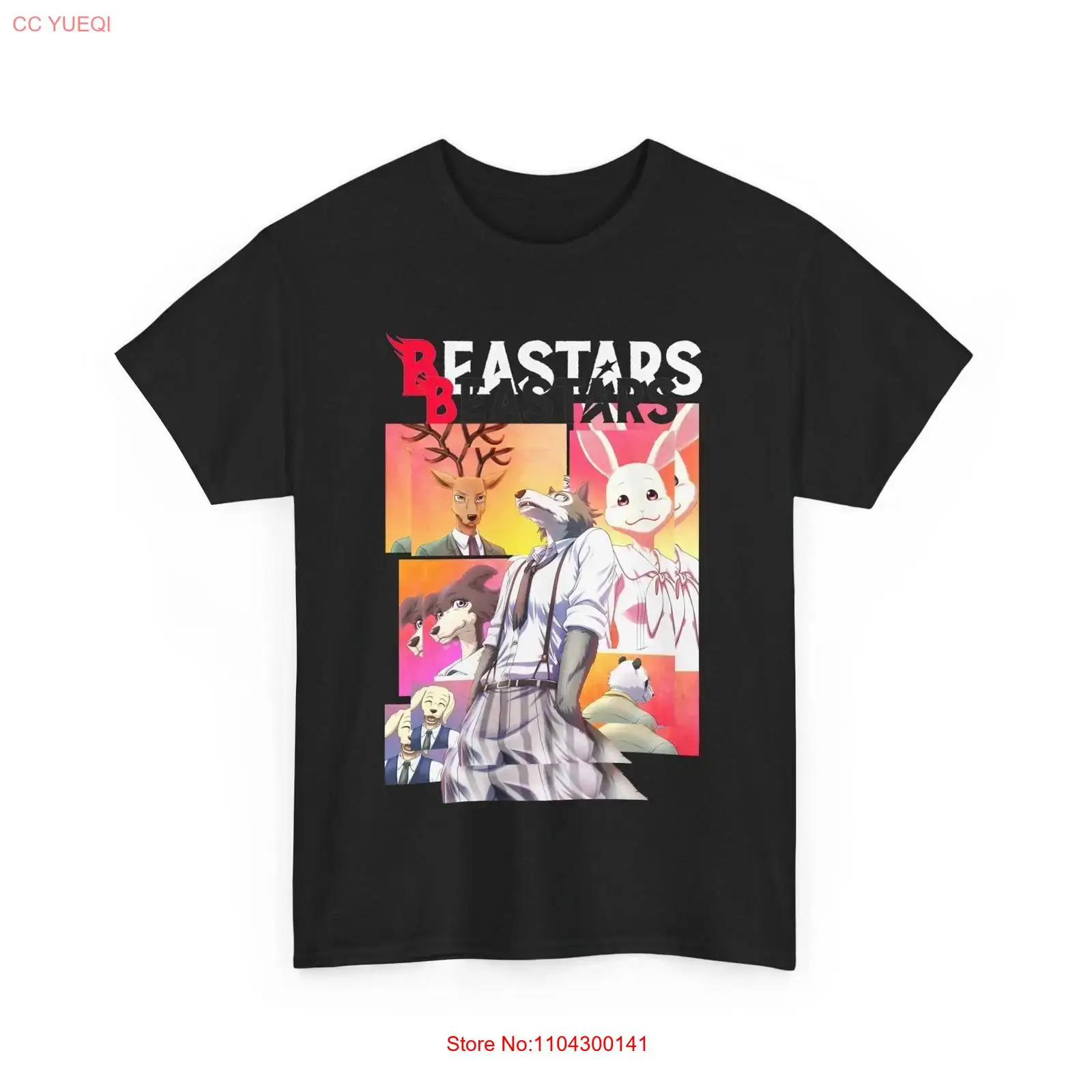 Vintage Fashion Knitwear - Camiseta Negra Vintage de Anime Beastars