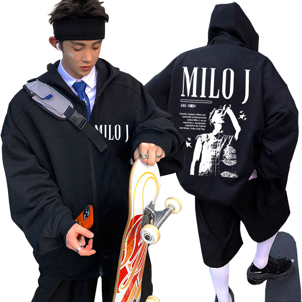 Vintage Fashion Pop Up - Rapero Milo J gráfico cremallera Sudadera