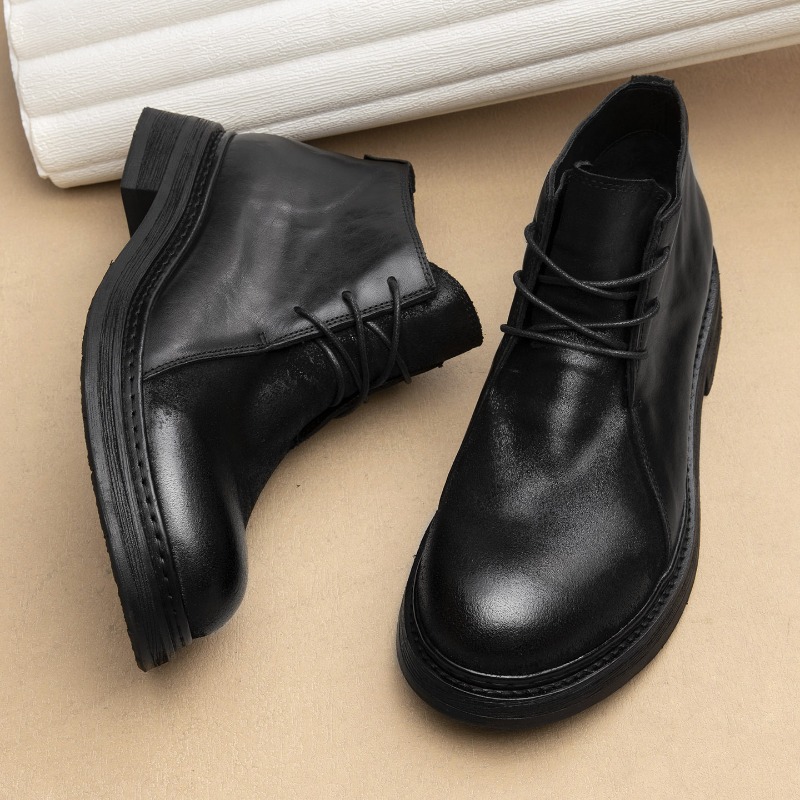 Vintage Fashion Mens - Botas de cuero genuino vintage para