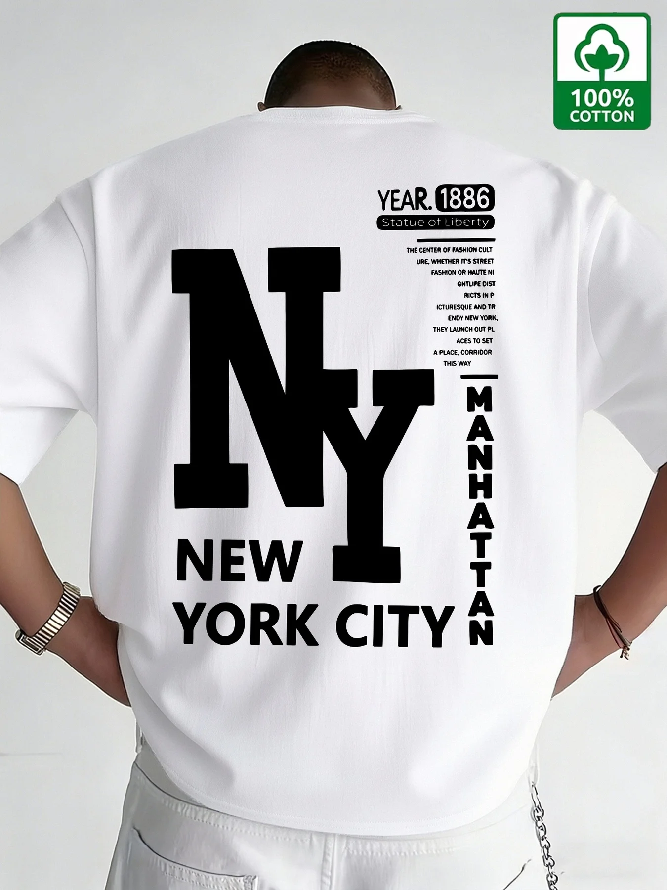 Vintage Fashion Nyc - Camiseta de Hombre NYC, Algodón, Estampado