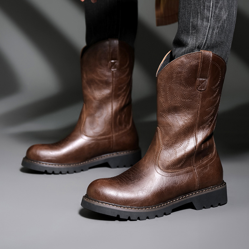 Vintage Fashion Mens - Botas De vaquero a la moda