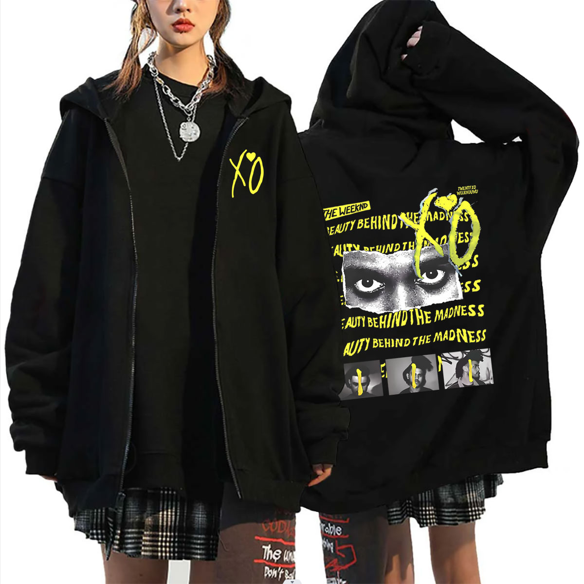 Vintage Fashion Pop Up - Sudadera con capucha y cremallera The
