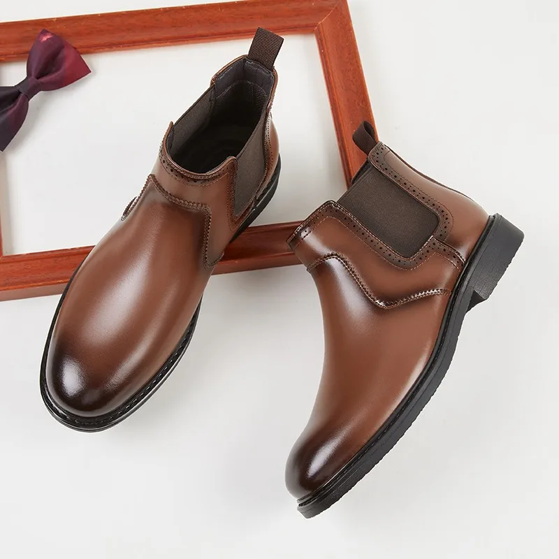 Vintage Fashion Mens - Botas Oxford de cuero Vintage para