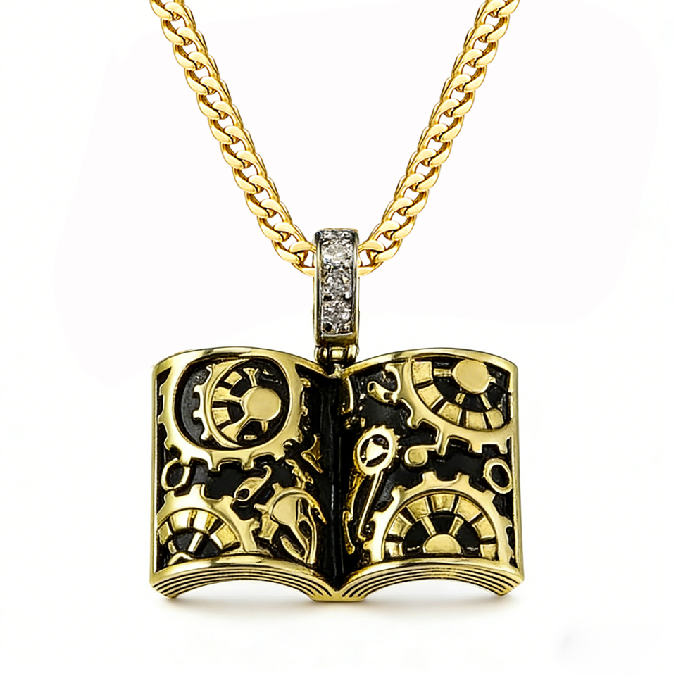 Vintage Fashion Library - Collar con Colgante de Libro Estilo