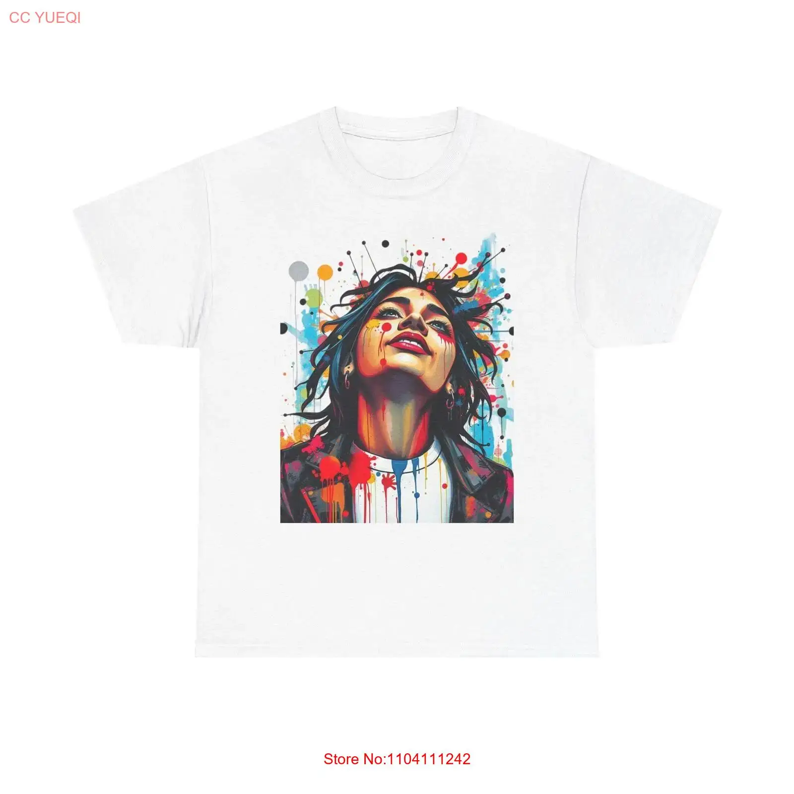 Vintage Fashion Knitwear - Camiseta de algodón pesado de arte