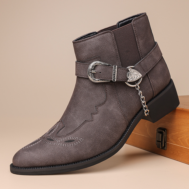 Vintage Fashion Mens - Botas de Vaquero Retro de Moda
