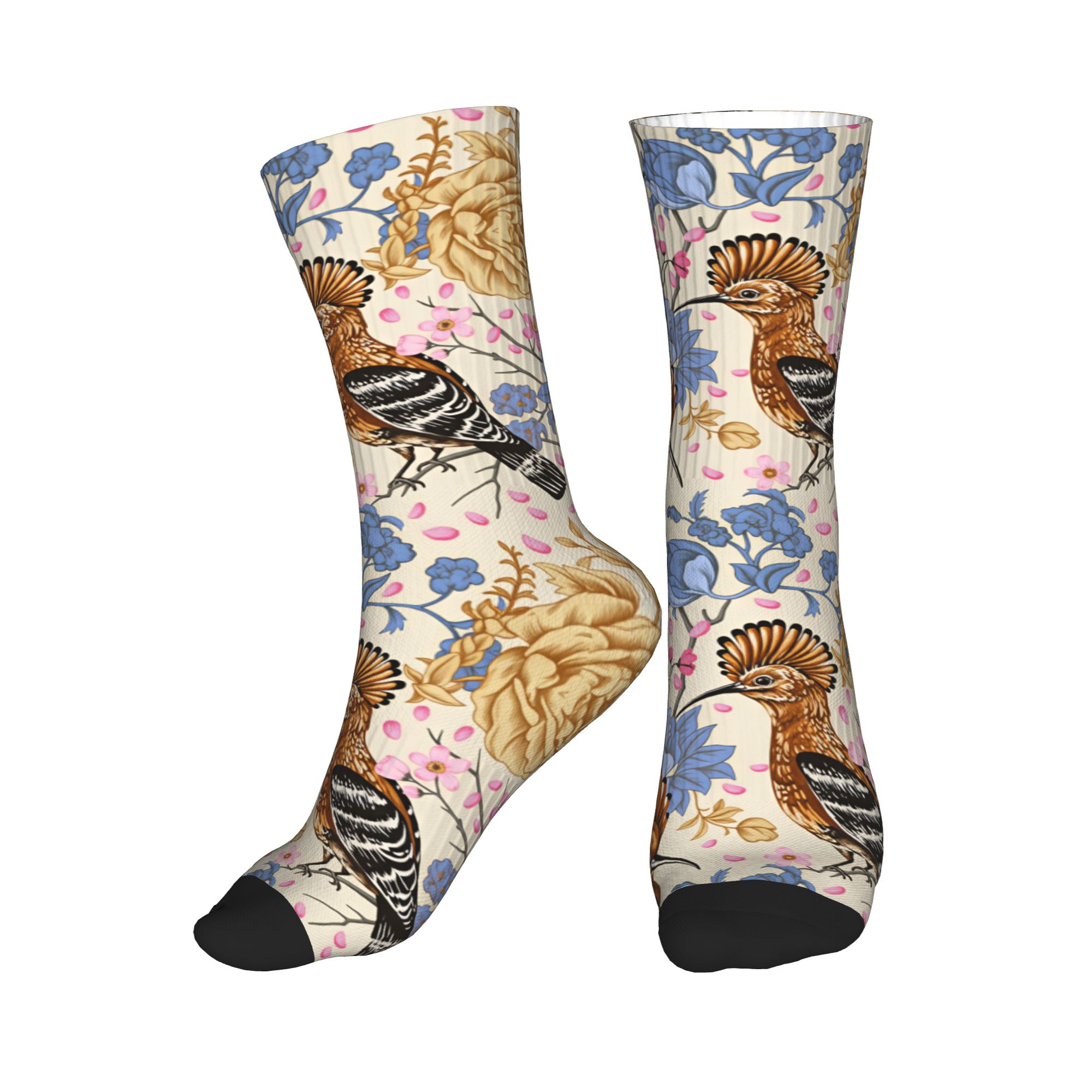 Vintage Fashion Mens - Hoopoe Bird Blue Peony - Calcetines