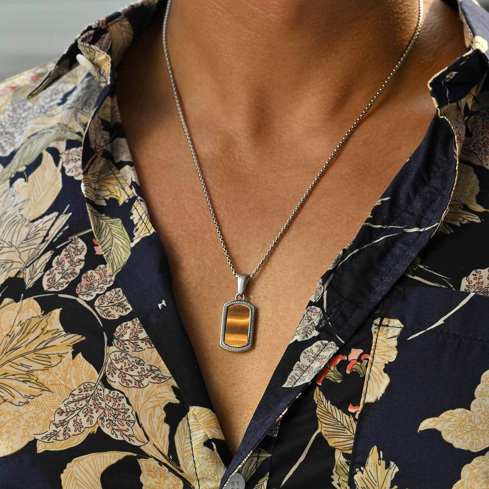 Vintage Fashion Tags - Vnox Collar con colgante de piedra