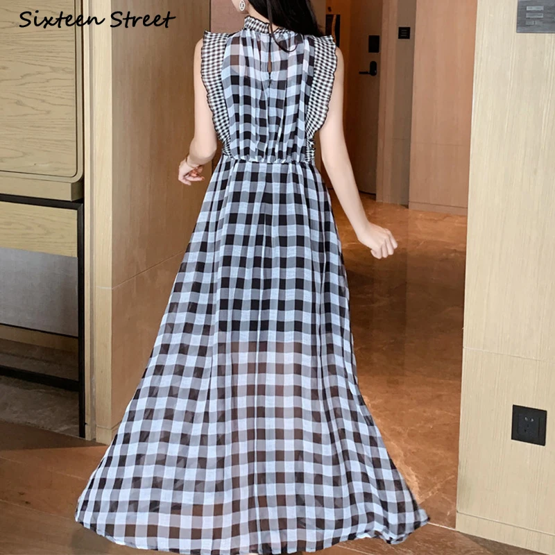 Vestido a cuadros sin mangas p - Vintage Fashion Runway reseña y precio