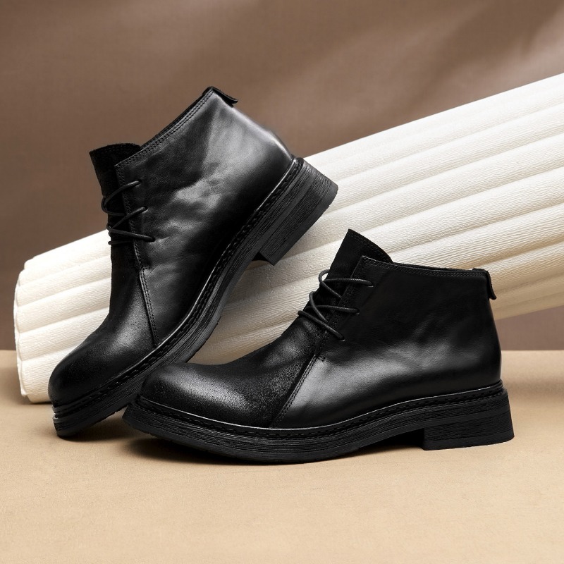 Botas de cuero genuino vintage - Vintage Fashion Mens reseña y precio
