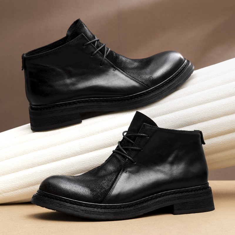 Botas de cuero genuino vintage - Vintage Fashion Mens reseña y precio