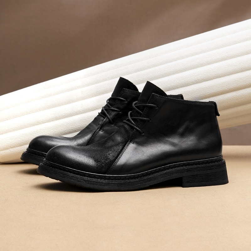 Botas de cuero genuino vintage - Vintage Fashion Mens reseña y precio