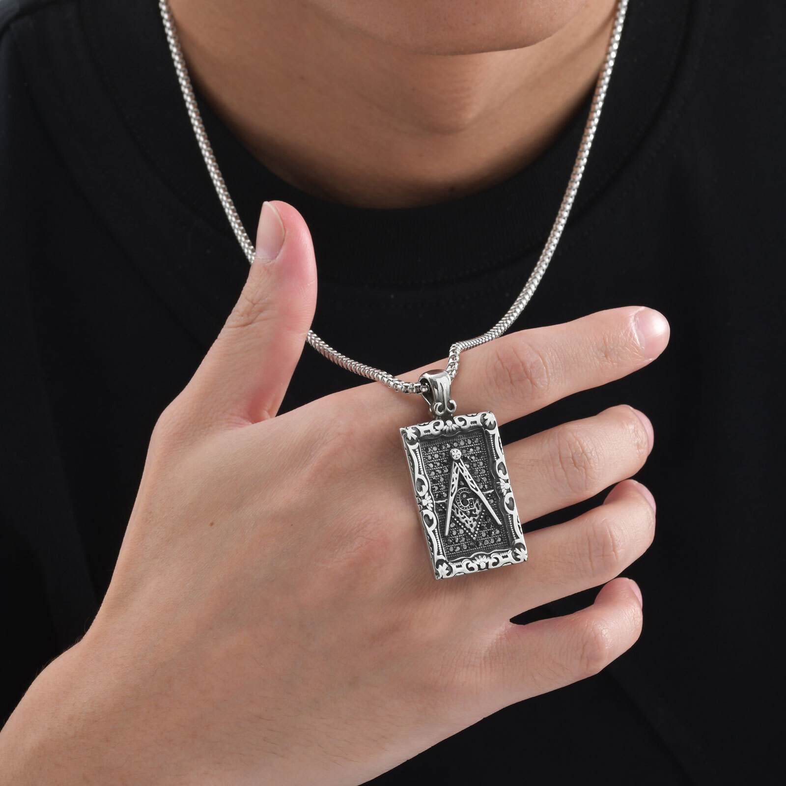 Collar con colgante cuadrado d - Vintage Fashion Tags reseña y precio