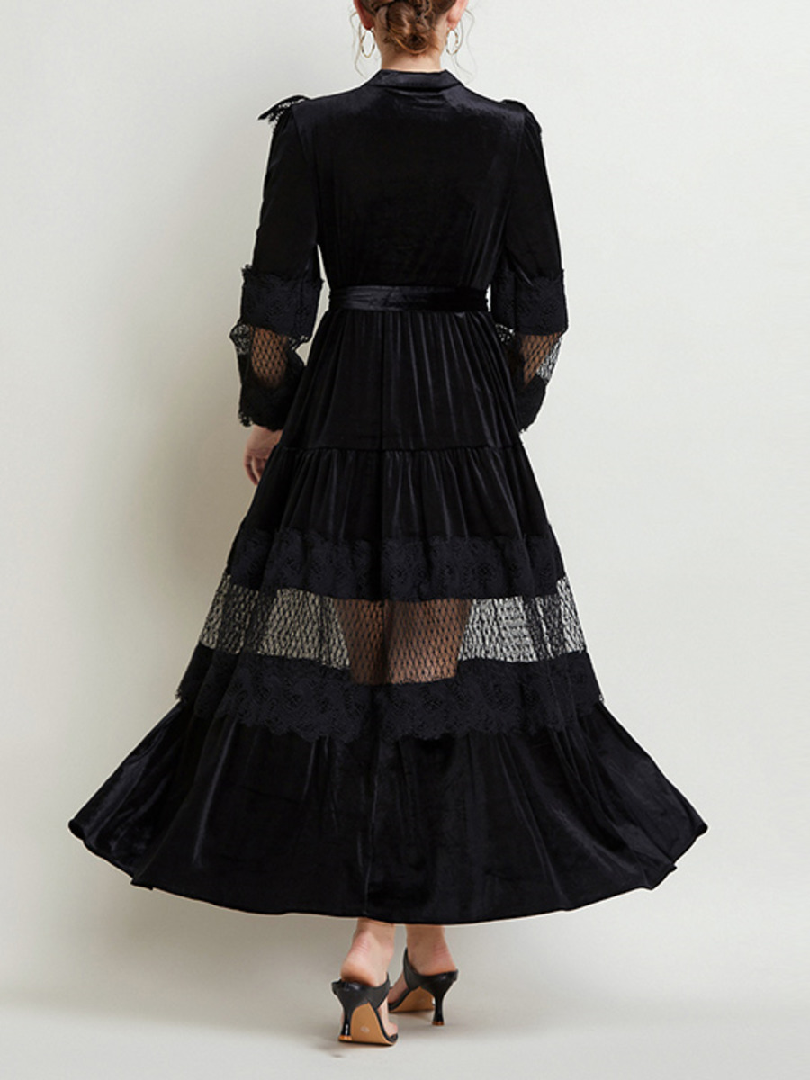 Vestido largo de terciopelo co - Vintage Fashion Runway reseña y precio